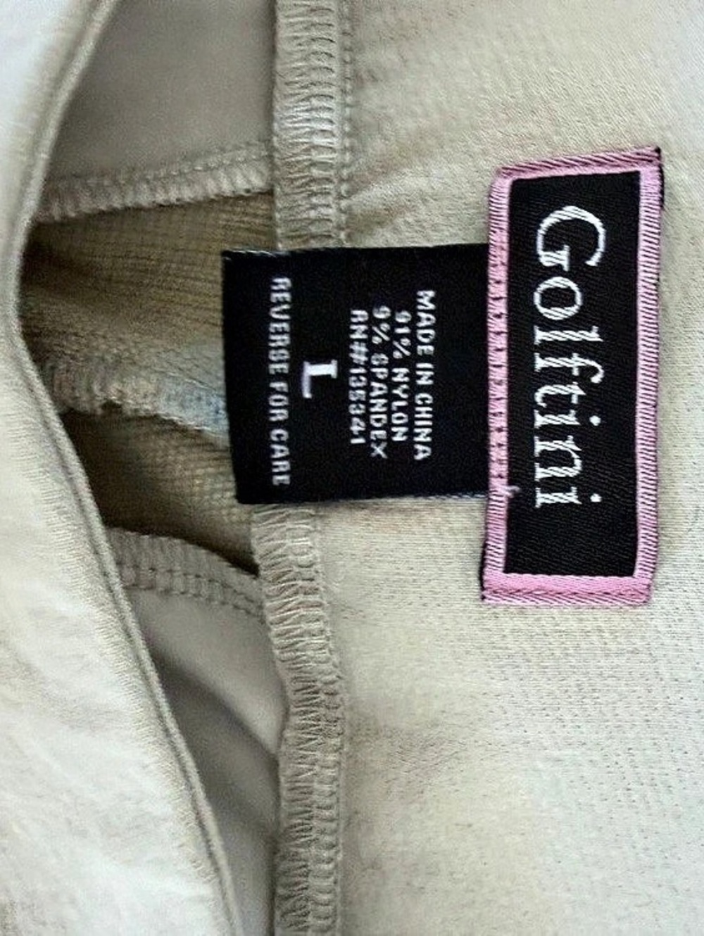 Golftini Women Khaki Pull-On Stretch Ankle Golf Pants White Piping Stripe - Picture 3 of 8